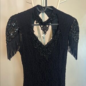 Vintage amazing Elegant Black Lace evening cocktail party Dress attn runs small